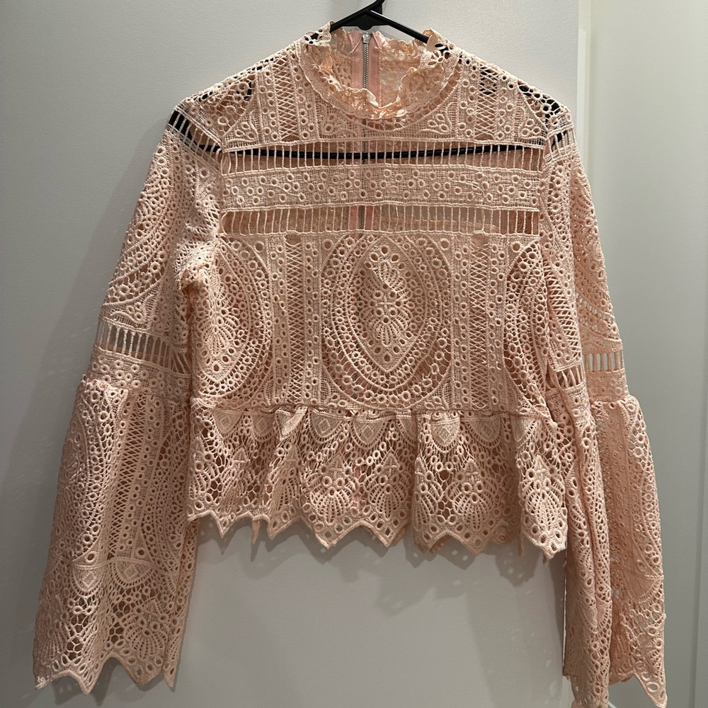 Peplum top with puff sleeve
